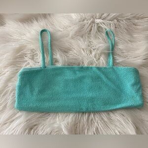 Full Tilt Aqua Textured Bandeau Bikini Top with Straps